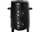 Outsunny - 3-in-1 Charcoal bbq Grill Smoker with Thermostat for Garden Camping - Black 5056534564759 5056534564759