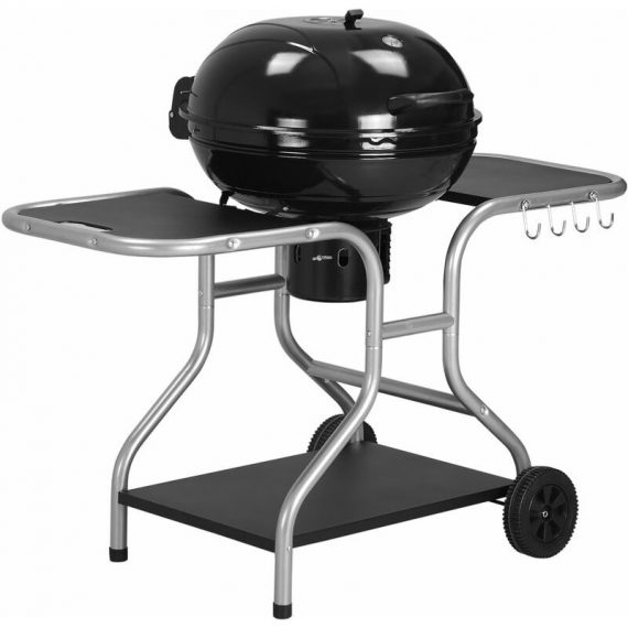 Outsunny - Garden Charcoal Barbecue Grill Trolley bbq Patio Heating w/ Wheels - Black 5060348505716 5060348505716