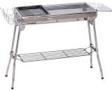 Portable Folding Charcoal bbq Grill Stainless Steel Camp Picnic Cooker - Silver - Outsunny 5056029831434 5056029831434