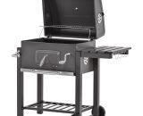 Outsunny Charcoal Grill BBQ Trolley Wheels Shelf Side Thermometer Steel Black - Deep Grey 5055974848108 5055974848108