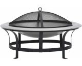 Vidaxl - Outdoor Fire Pit with Grill Stainless Steel 76 cm Black 8719883710143 8719883710143