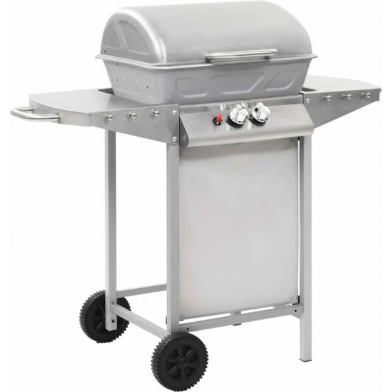 Gas bbq Grill with 2 Cooking Zones Silver Stainless Steel Vidaxl Silver 8718475616986 8718475616986