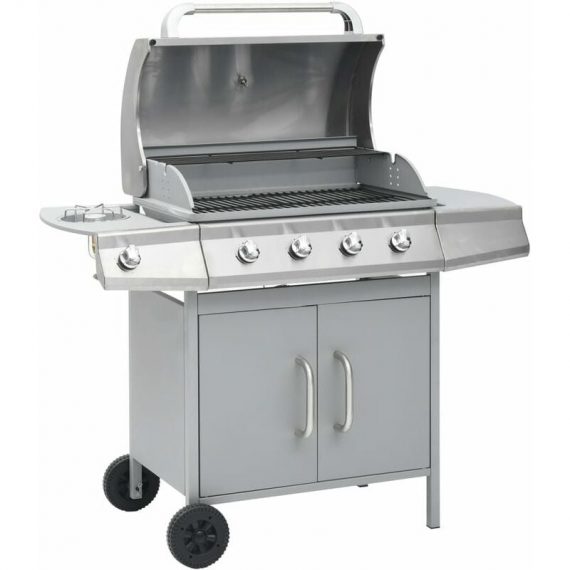 Gas Barbecue Grill 4+1 Cooking Zone Silver Stainless Steel Vidaxl Silver 8720286055304 8720286055304