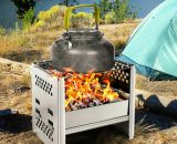 Portable Camping Stove, Lightweight Camping Wood Burning Stove with Grill and Storage Bag, Foldable Compact Durable for bbq Hiking Camping Picnic BAY-27928 6286528513091