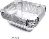 Aluminum Trays 25 Pieces Disposable Trays with Barbecue Brush for Baking, Grilling - BAY-34357 6286528577864