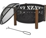 Outsunny 2-in-1 Outdoor Fire Pit Bowl with BBQ Grill Grate 30" Steel Heater with Spark Screen Cover, Fire Poker for Backyard Bonfire Outdoor Cooking 842-172 5056399145728