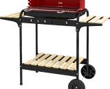 Outsunny Outdoor 5-Level Grill Height Charcoal Barbecue Grill Trolley, Red 846-149V00RD 5056725399139