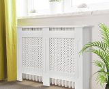 HOMCOM Wooden Radiator Cover Heating Cabinet Modern Home Furniture Grill Style White Painted (Medium) 820-062 5055974840751