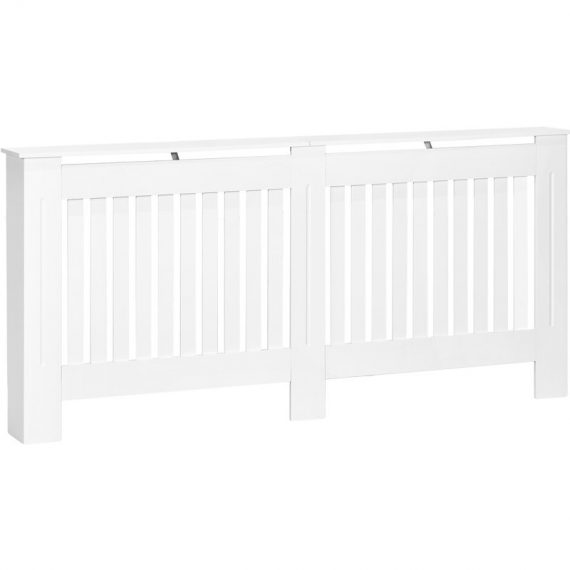 HOMCOM Slatted Radiator Cover Painted Cabinet MDF Lined Grill in White 172L x 19W x 81H cm 820-031 5055974824775
