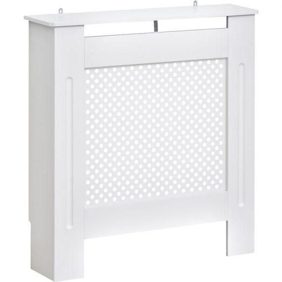 HOMCOM Wooden Radiator Cover Heating Cabinet Modern Home Furniture Grill Style Diamond Design White Painted (Small) 820-061 5055974840744